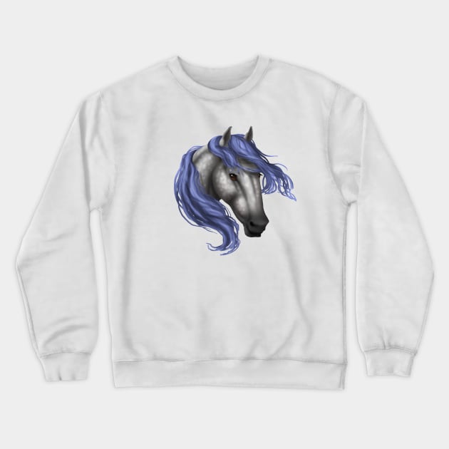 Horse Head - Dapple Cobalt Mane Crewneck Sweatshirt by FalconArt